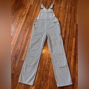 Carhartt Women’s Brewster Double Front Railroad Striped Bib Overalls, Size MT